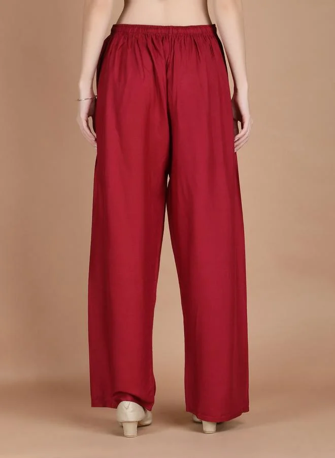 Take Two Maroon Maroon Wide Leg Ethnic Palazzos By Michael Kovlin for Women | Best Price UAE